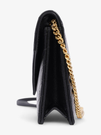 Saint Laurent Cassandre Envelope Chain Wallet Black Calfskin Leather