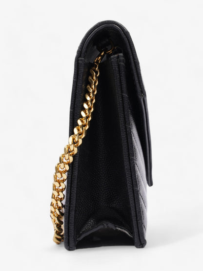 Saint Laurent Cassandre Envelope Chain Wallet Black Calfskin Leather