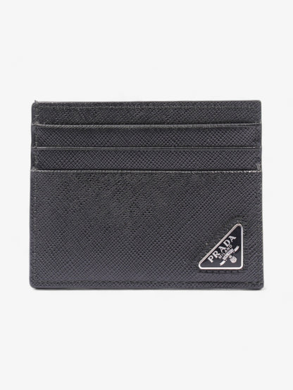 Prada Triangle Card Holder Black Saffiano Leather