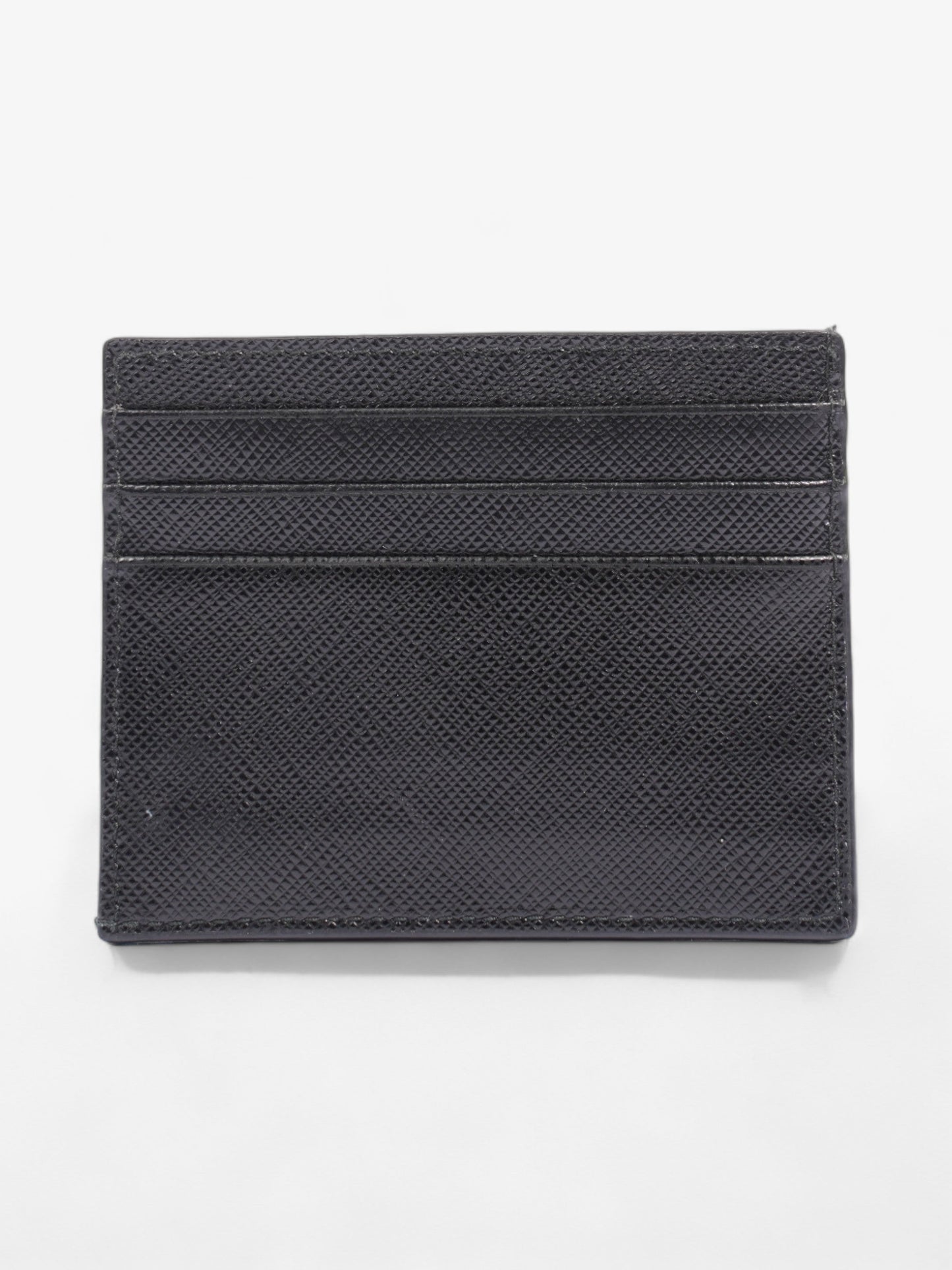 Prada Triangle Card Holder Black Saffiano Leather