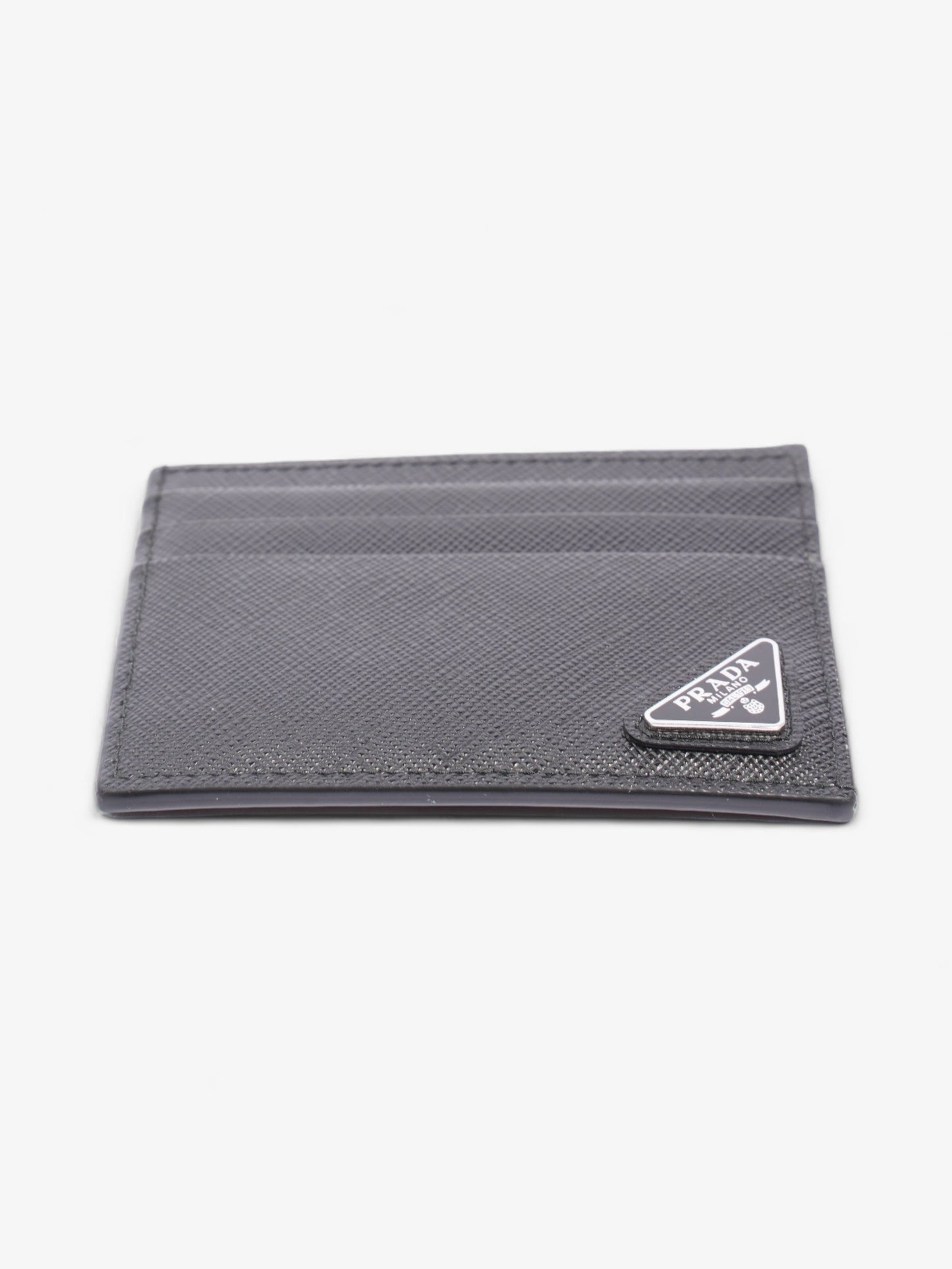 Prada Triangle Card Holder Black Saffiano Leather