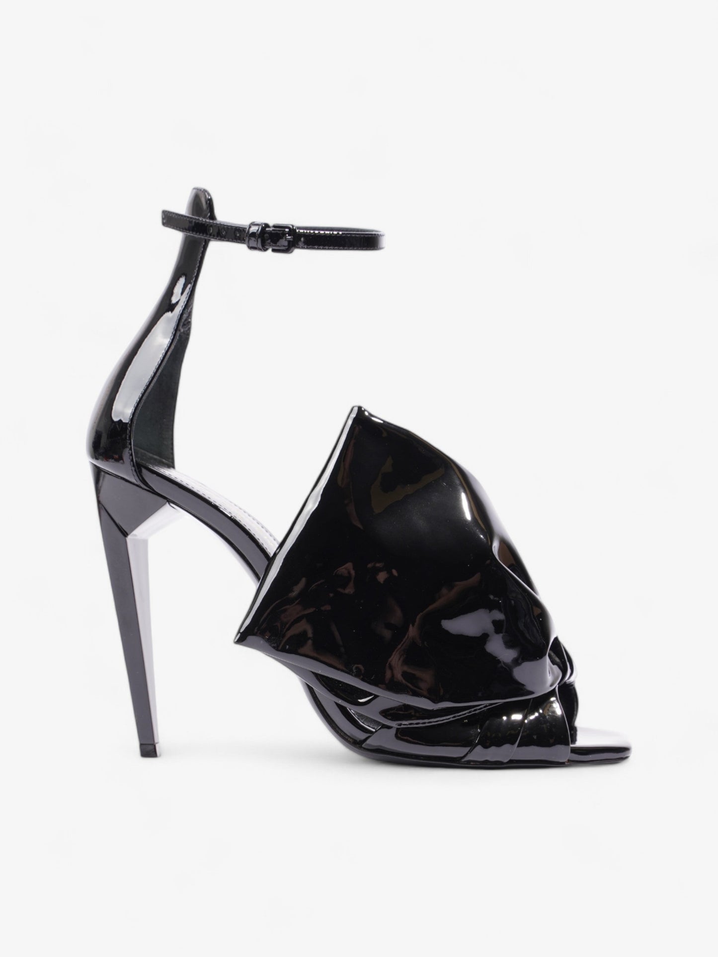 Saint Laurent Freja Bow Heels 110 Black Patent Leather EU 38 UK 5
