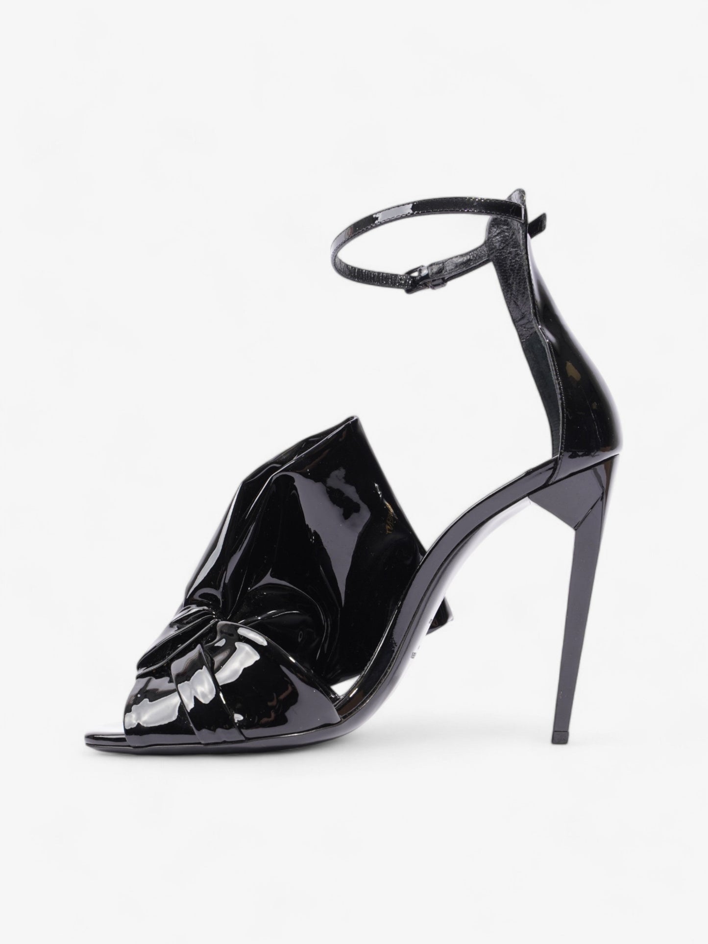 Saint Laurent Freja Bow Heels 110 Black Patent Leather EU 38 UK 5