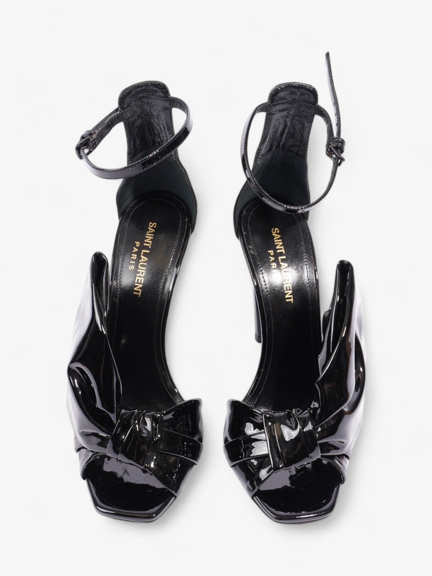 Saint Laurent Freja Bow Heels 110 Black Patent Leather EU 38 UK 5