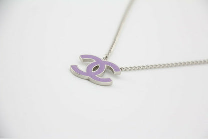 Chanel Vintage 04P Enamel Pink Purple CC Necklace