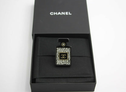 Chanel D18B Black Resin Bubble Perfume Bottle Brooch
