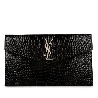 Saint Laurent Croc Embossed Uptown Clutch