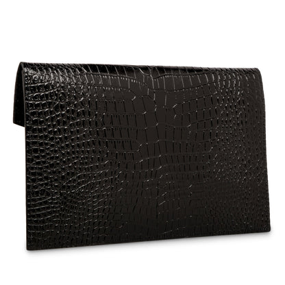 Saint Laurent Croc Embossed Uptown Clutch