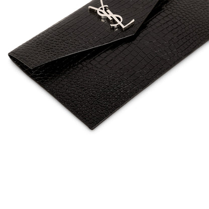 Saint Laurent Croc Embossed Uptown Clutch
