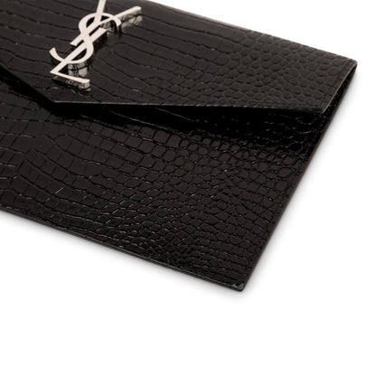 Saint Laurent Croc Embossed Uptown Clutch