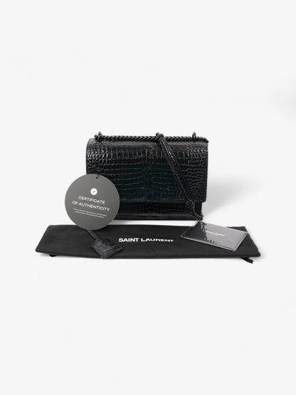 Saint Laurent Sunset Black Embossed Leather Medium