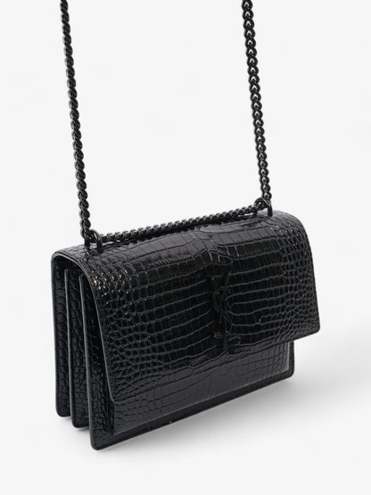 Saint Laurent Sunset Black Embossed Leather Medium