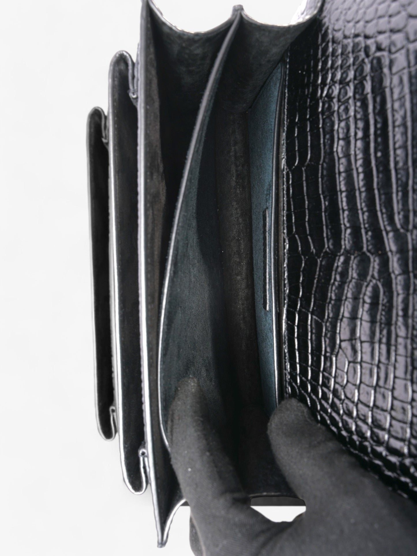 Saint Laurent Sunset Black Embossed Leather Medium