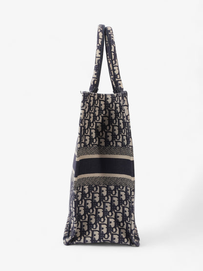 Christian Dior Book Tote Ecru / Blue Oblique Canvas Large