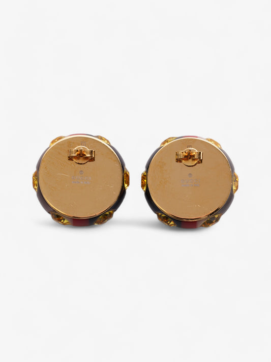 Gucci Web Stud Earrings Gold / Yellow / Blue Resin