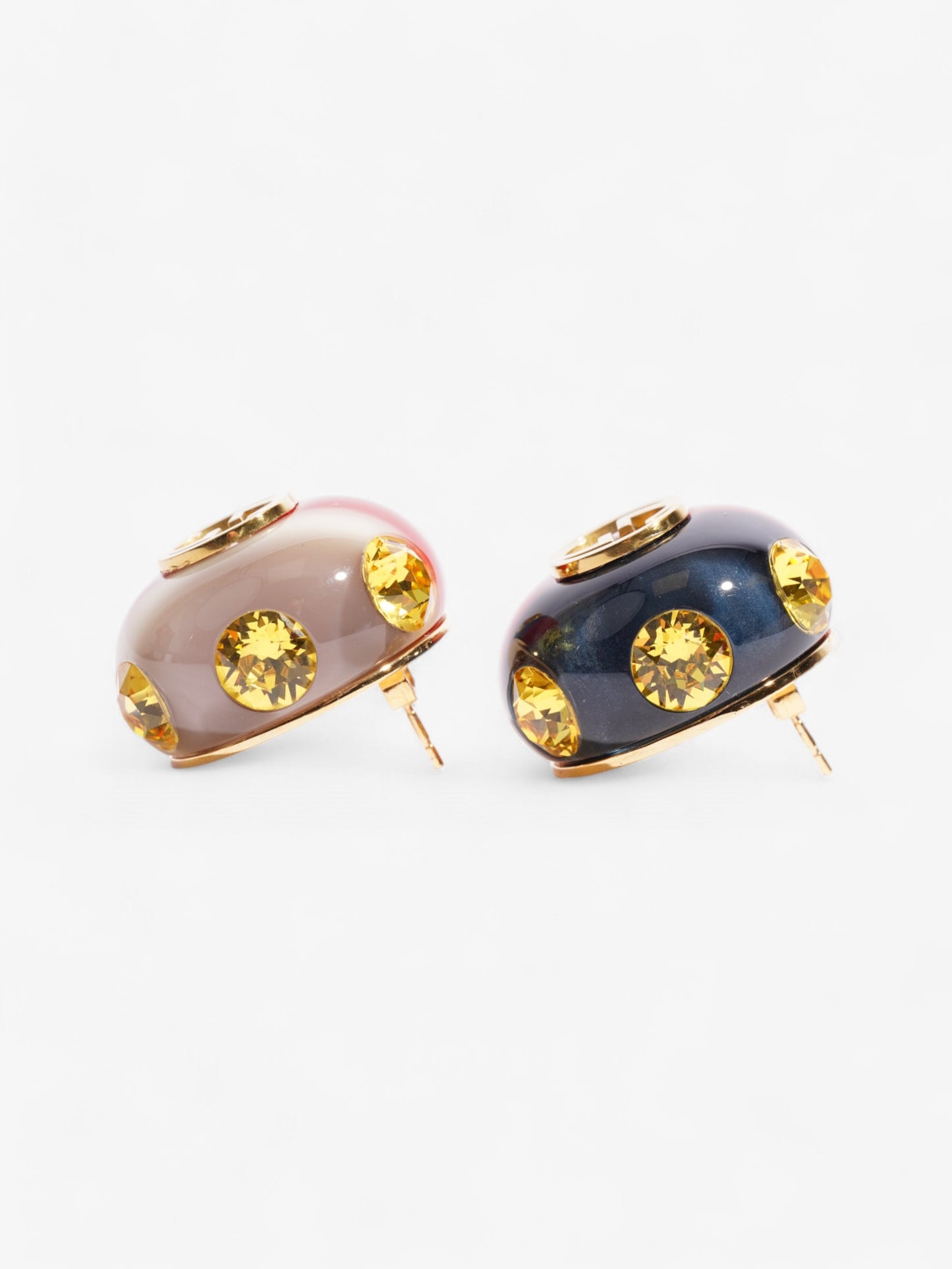 Gucci Web Stud Earrings Gold / Yellow / Blue Resin