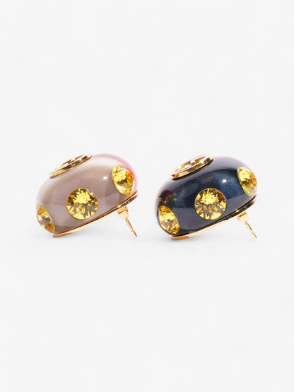 Gucci Web Stud Earrings Gold / Yellow / Blue Resin