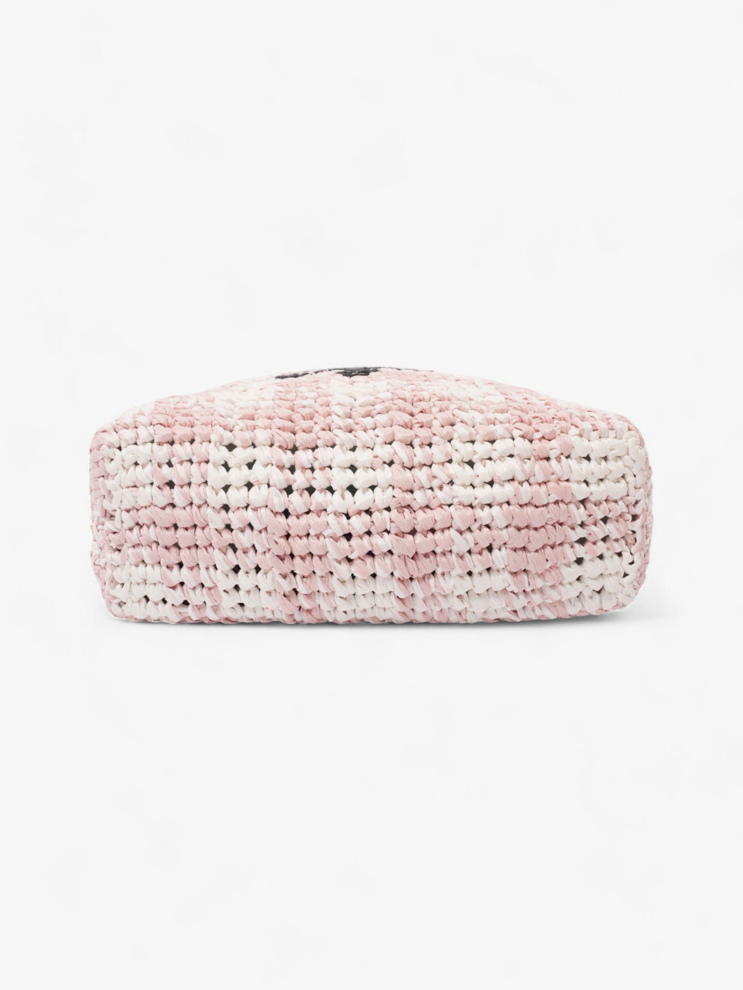 Prada Logo Tote Bag Pink / White / Black Raffia Small