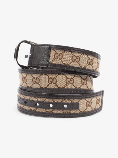 Gucci Gucci GG belt Beige And Ebony GG Supreme / Brown Leather Leather 95cm 38mm
