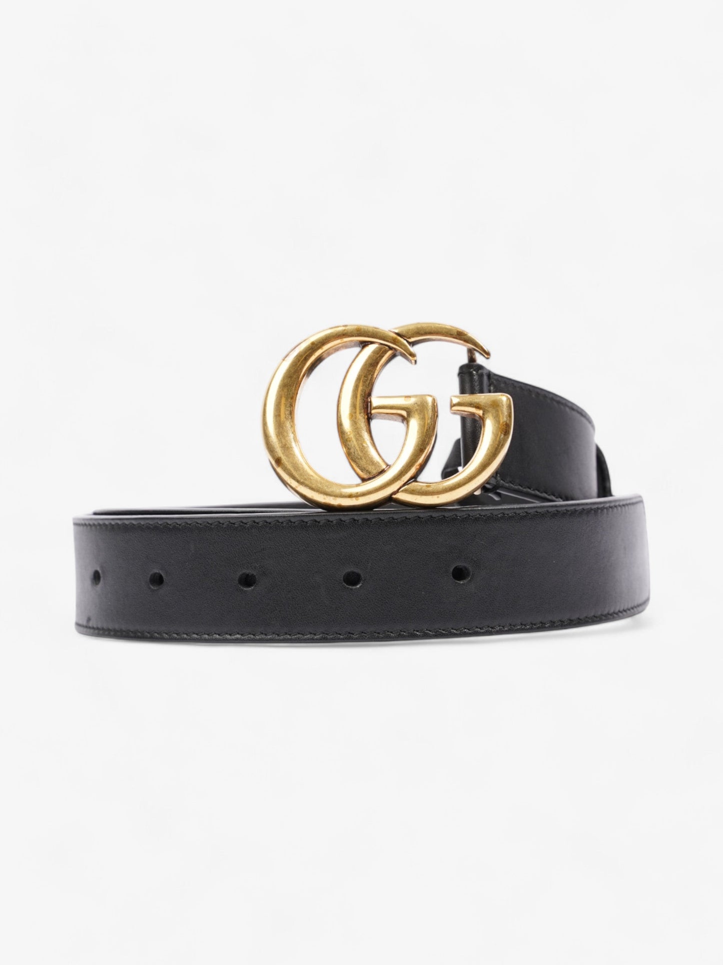 Gucci GG Marmont Thin Belt Black / Gold Leather 85cm / 34"