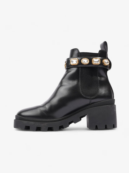 Gucci GG Crystal Ankle Boots  Black / Gold Leather EU 37.5 UK 4.5