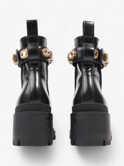 Gucci GG Crystal Ankle Boots  Black / Gold Leather EU 37.5 UK 4.5