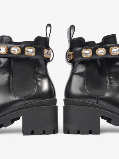 Gucci GG Crystal Ankle Boots  Black / Gold Leather EU 37.5 UK 4.5