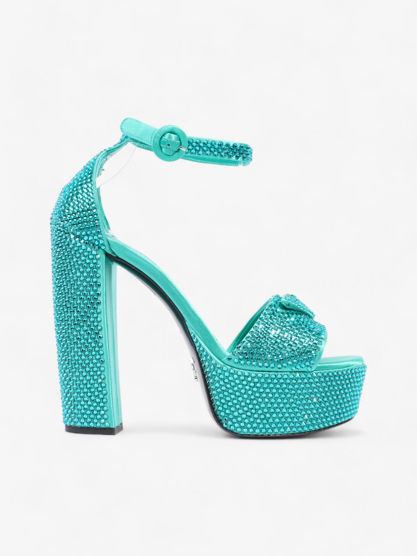 Prada Satin Crystal Platform Sandal 120 Green Sequin EU 37 UK 4