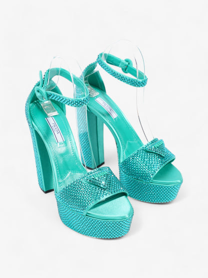 Prada Satin Crystal Platform Sandal 120 Green Sequin EU 37 UK 4