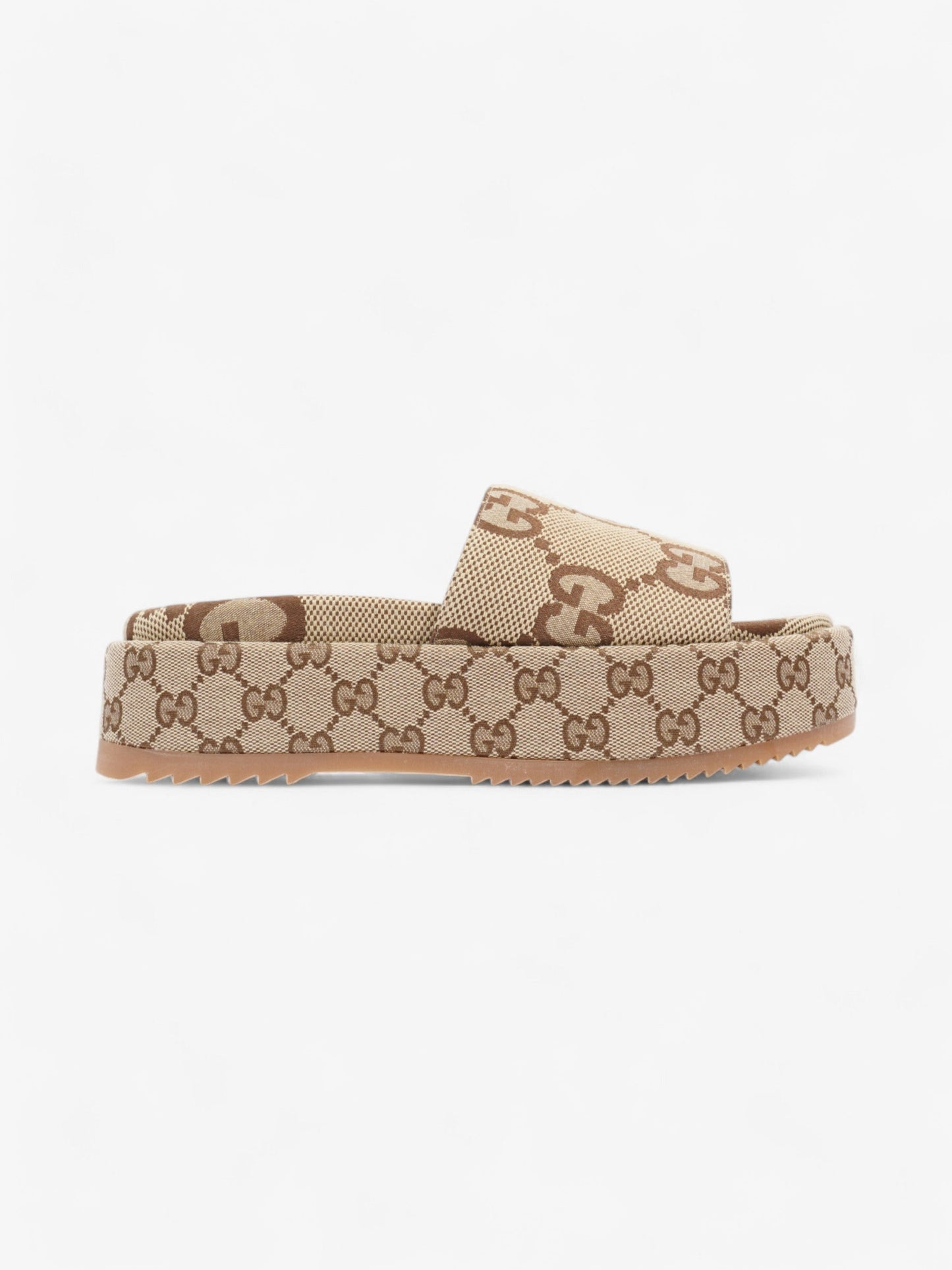 Gucci GG Platform Sandals Beige  / Brown Canvas EU 38.5 UK 5.5