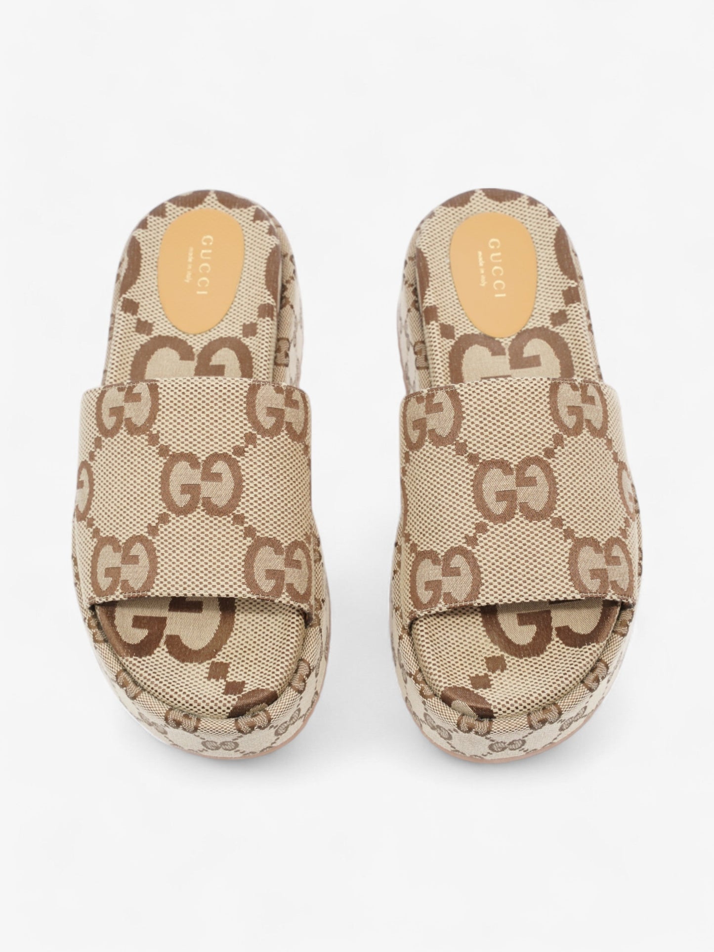 Gucci GG Platform Sandals Beige  / Brown Canvas EU 38.5 UK 5.5