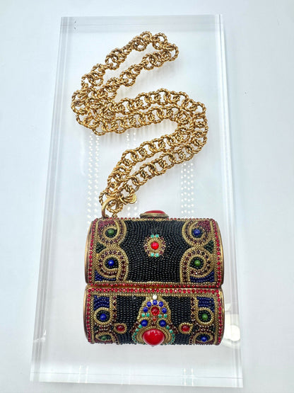 Chanel Vintage 1981 Jewelled Metal Clutch