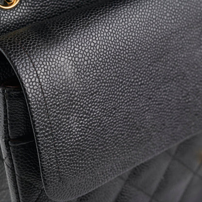 Chanel Caviar Double Classic Flap Jumbo Black