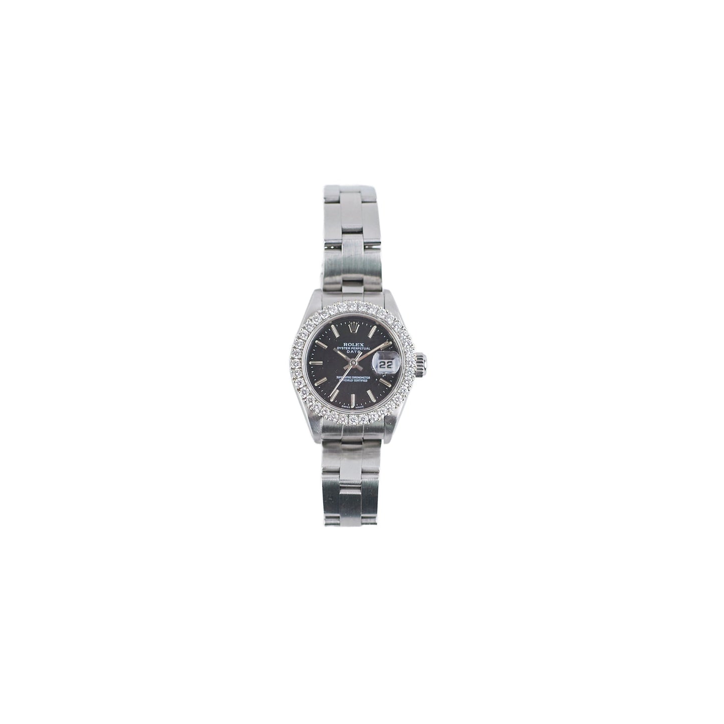 Rolex 26mm Datejust Black Aftermarket Diamonds Watch