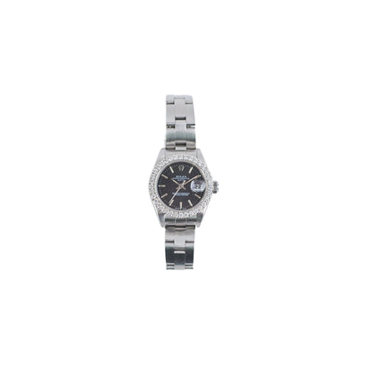 Rolex 26mm Datejust Black Aftermarket Diamonds Watch