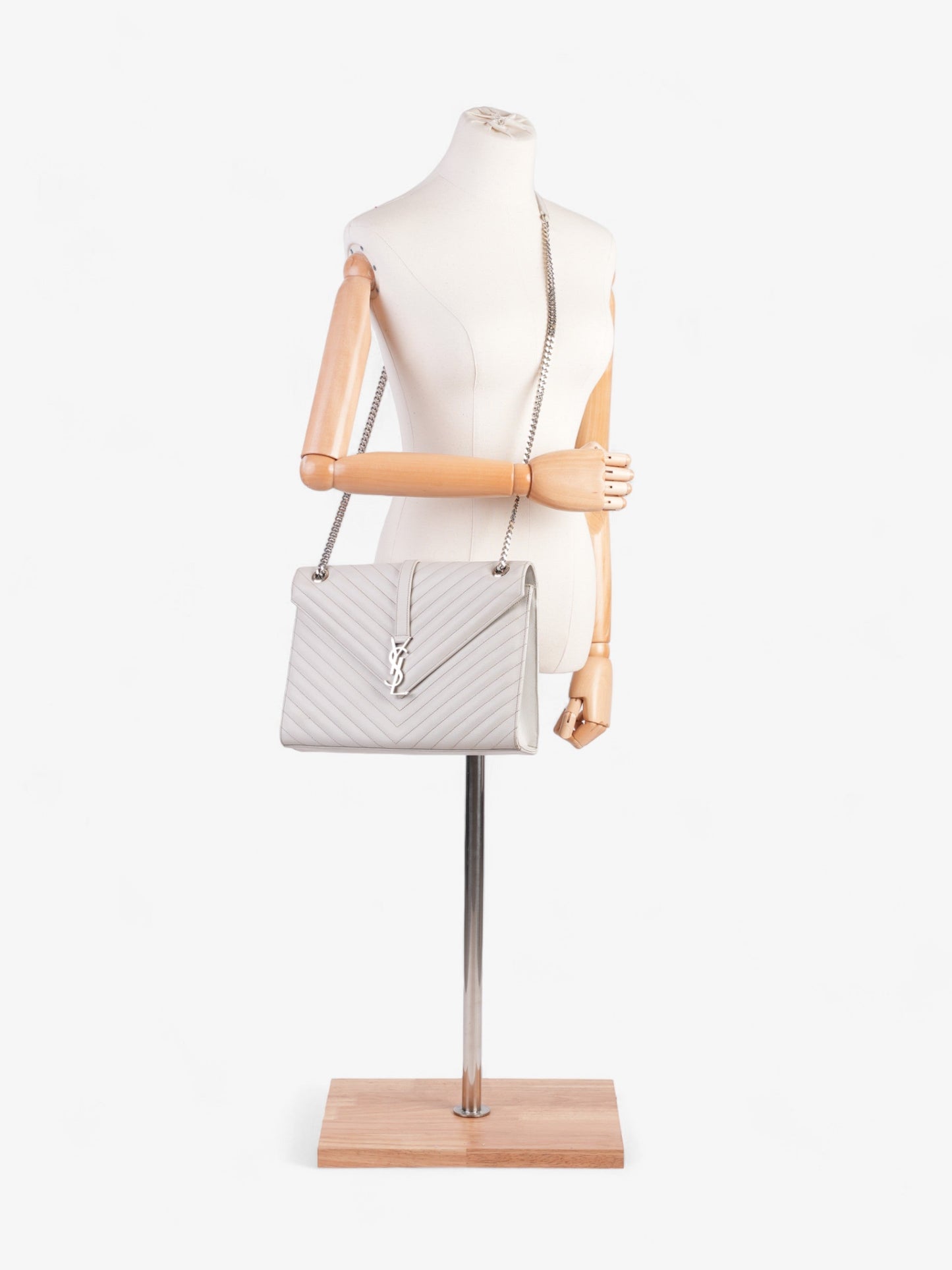 Saint Laurent Envelope Grey Leather Large