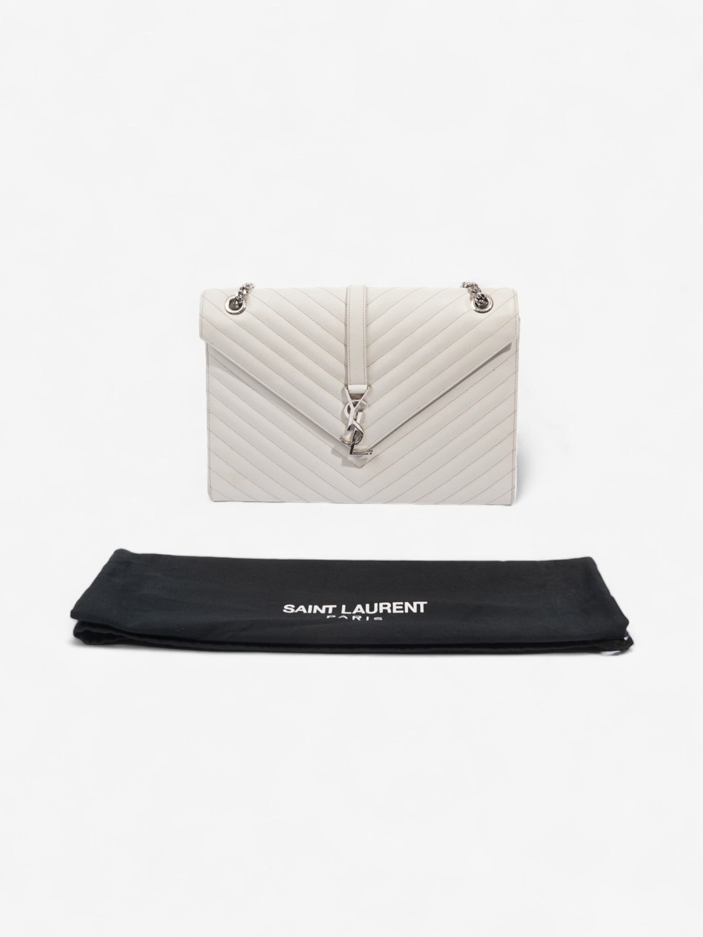 Saint Laurent Envelope Grey Leather Large