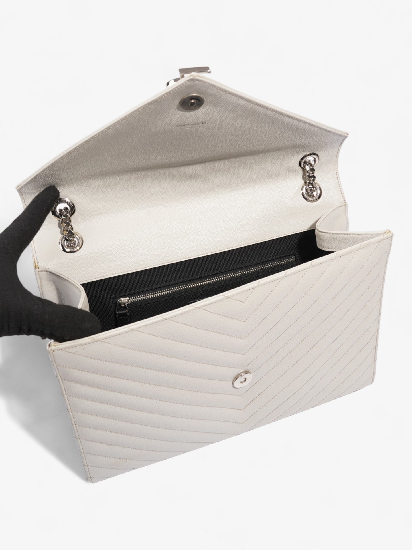 Saint Laurent Envelope Grey Leather Large