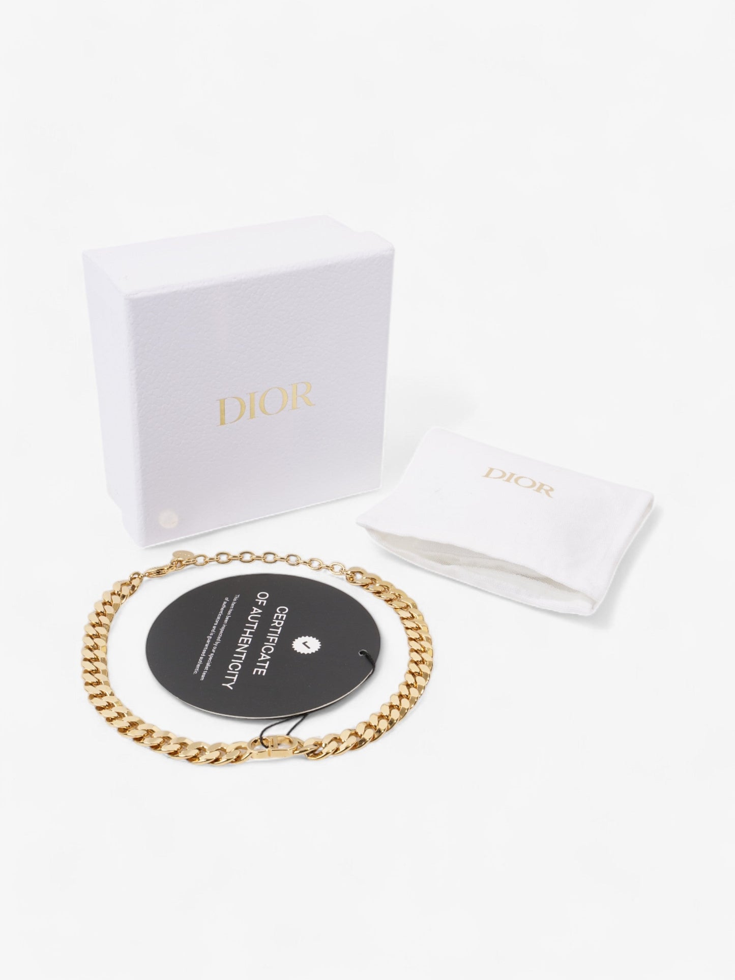 Christian Dior CD Chain Choker Gold Base Metal