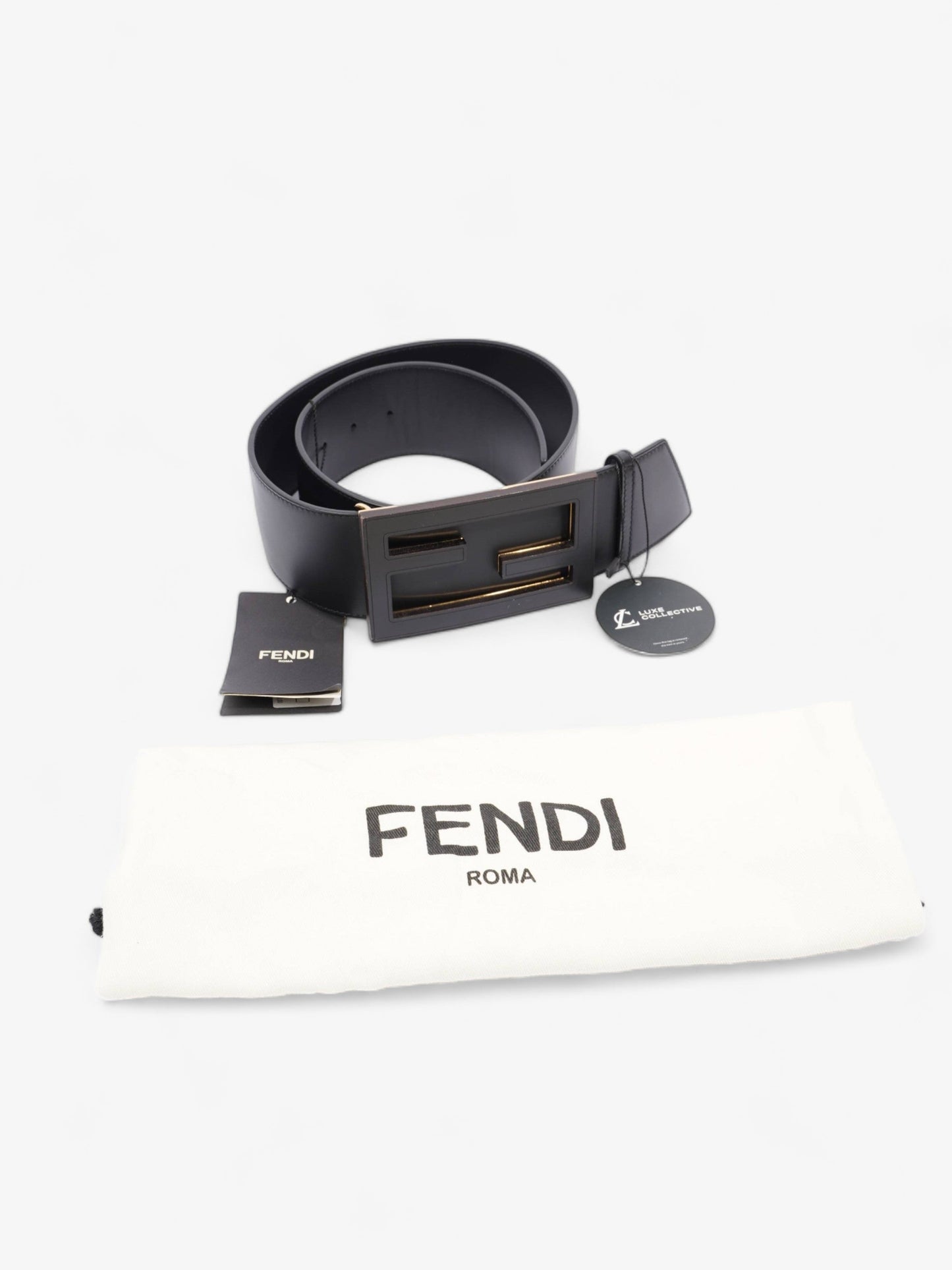 Fendi FF Belt Black Leather 75cm 30"