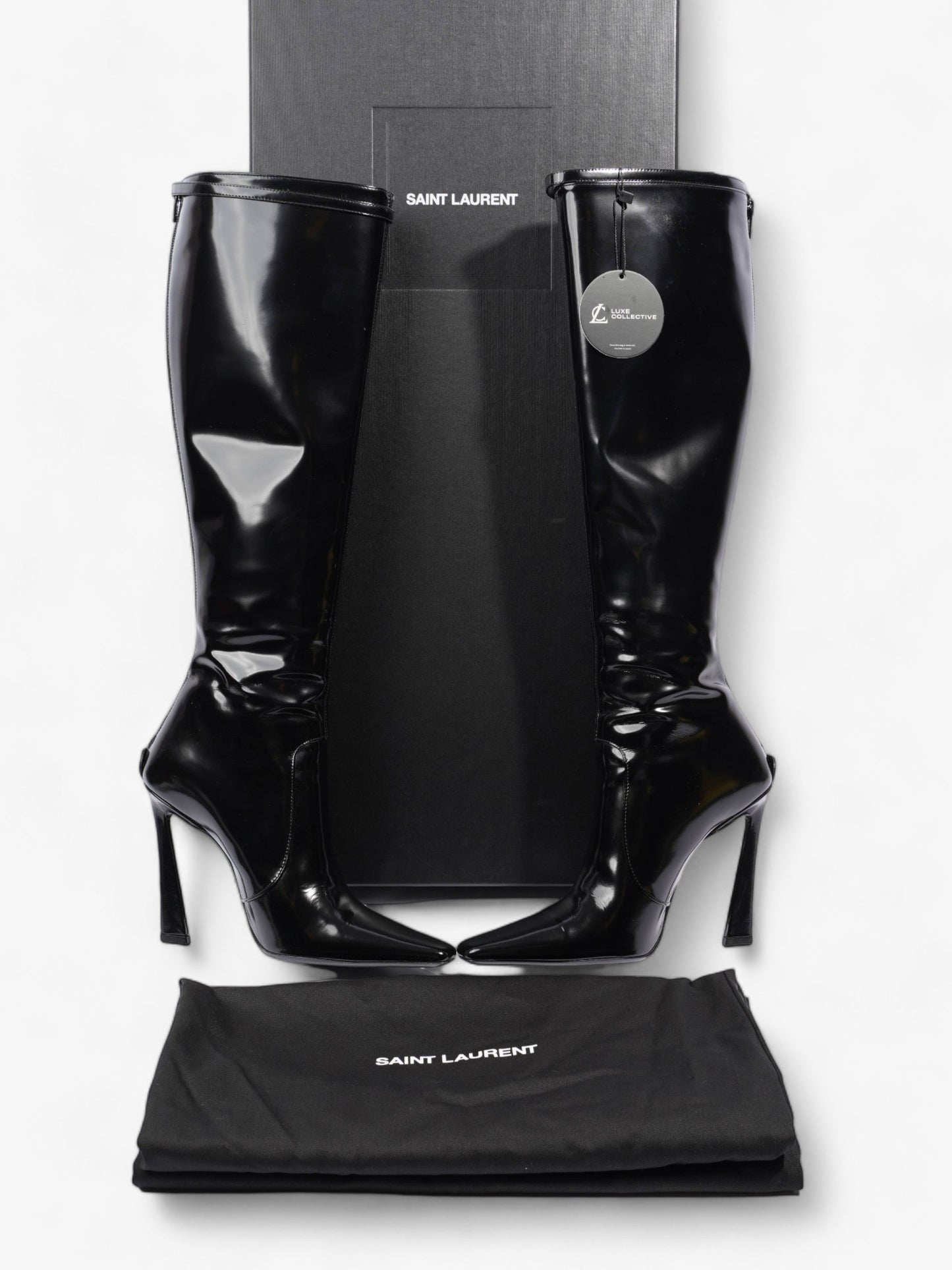 Saint Laurent Tess Boot 110 Black Patent Leather EU 40 UK 7