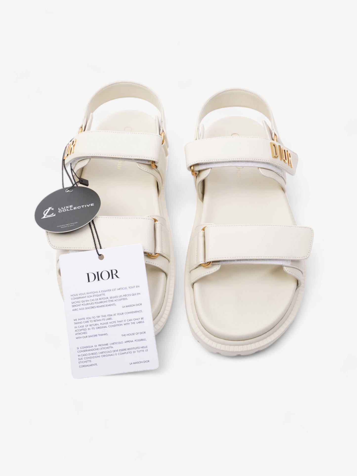 Christian Dior Dioract Sandals Cream Leather EU 38 UK 5