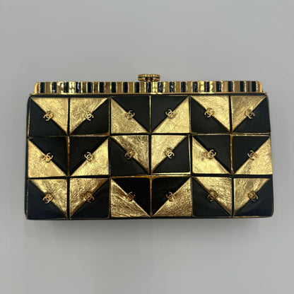 Chanel 19A Paris-New York Egypt Gold & Black Framed Minaudière Clutch Bag