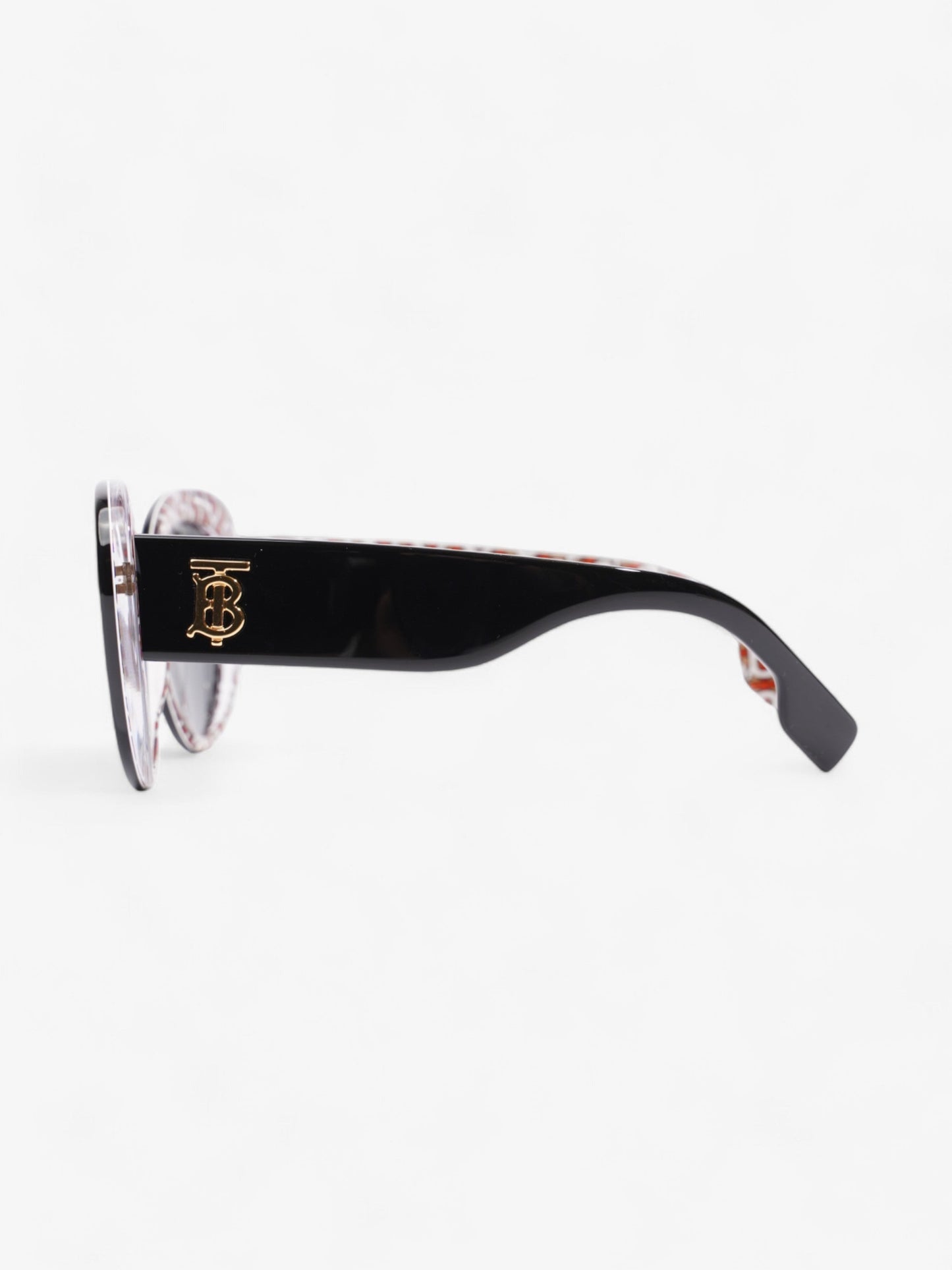 Burberry TB Round Sunglasses Black / Gold Acetate 140mm