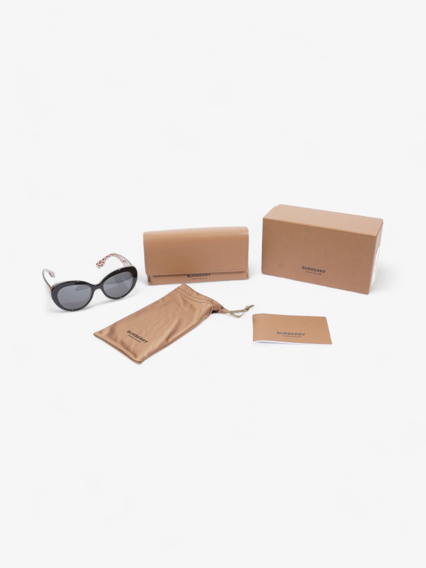 Burberry TB Round Sunglasses Black / Gold Acetate 140mm