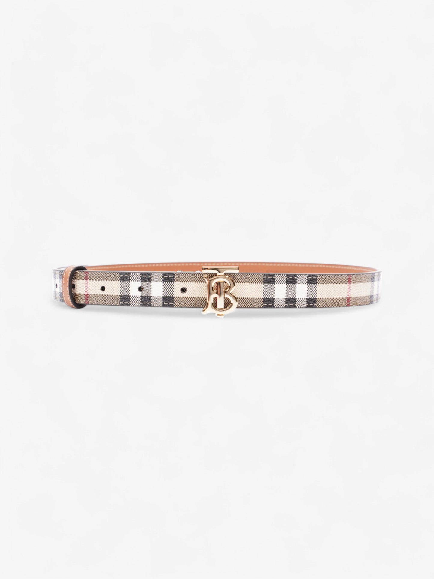 Burberry TB Belt Vintage Check / Light Gold Canvas Small - 87cm