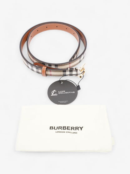 Burberry TB Belt Vintage Check / Light Gold Canvas Small - 87cm