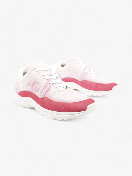Chanel CC Logo Sneakers  Pink / Red / White Nylon EU 41 UK 8
