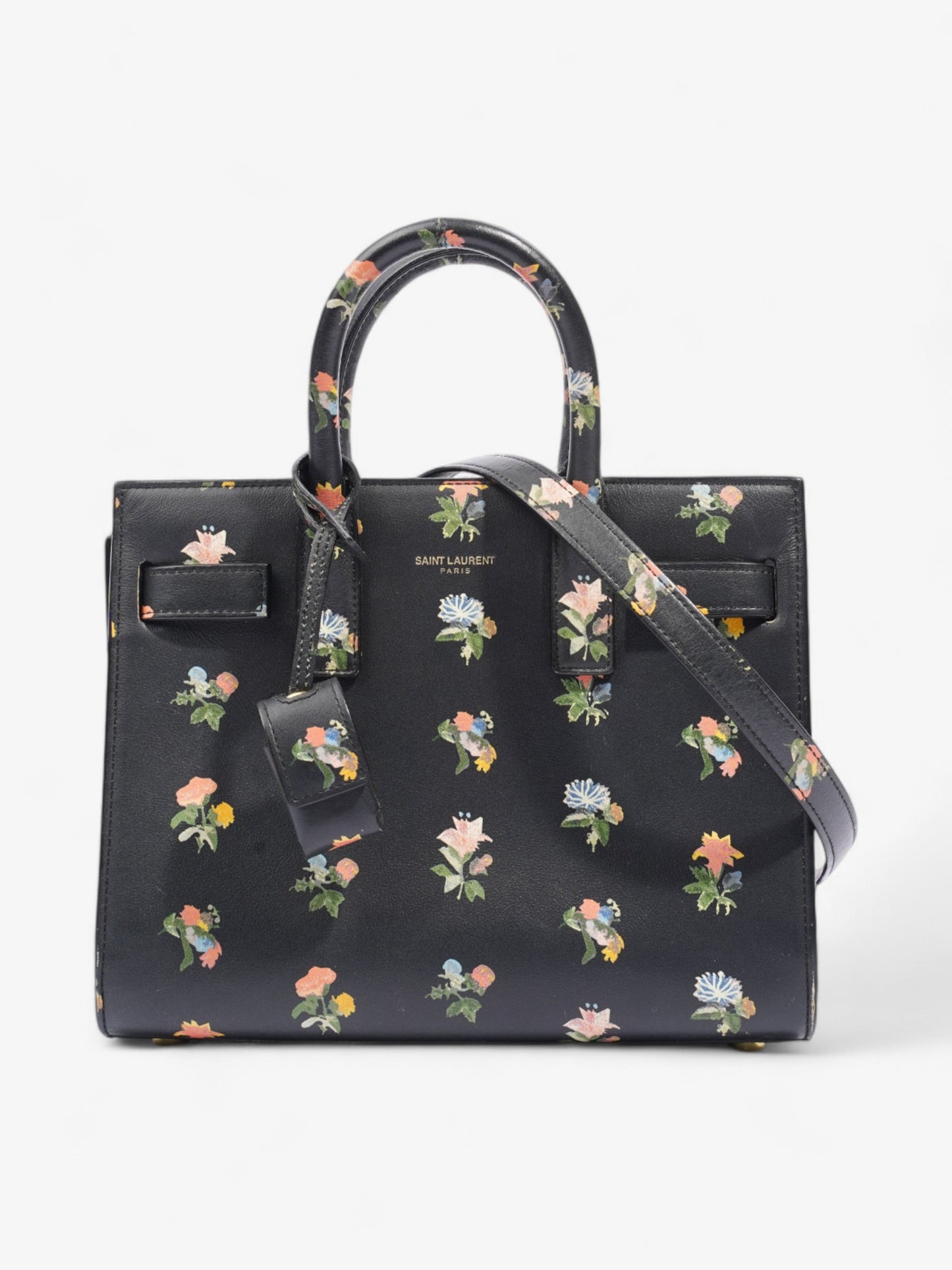 Saint Laurent Sac De Jour Black / Floral Leather Nano
