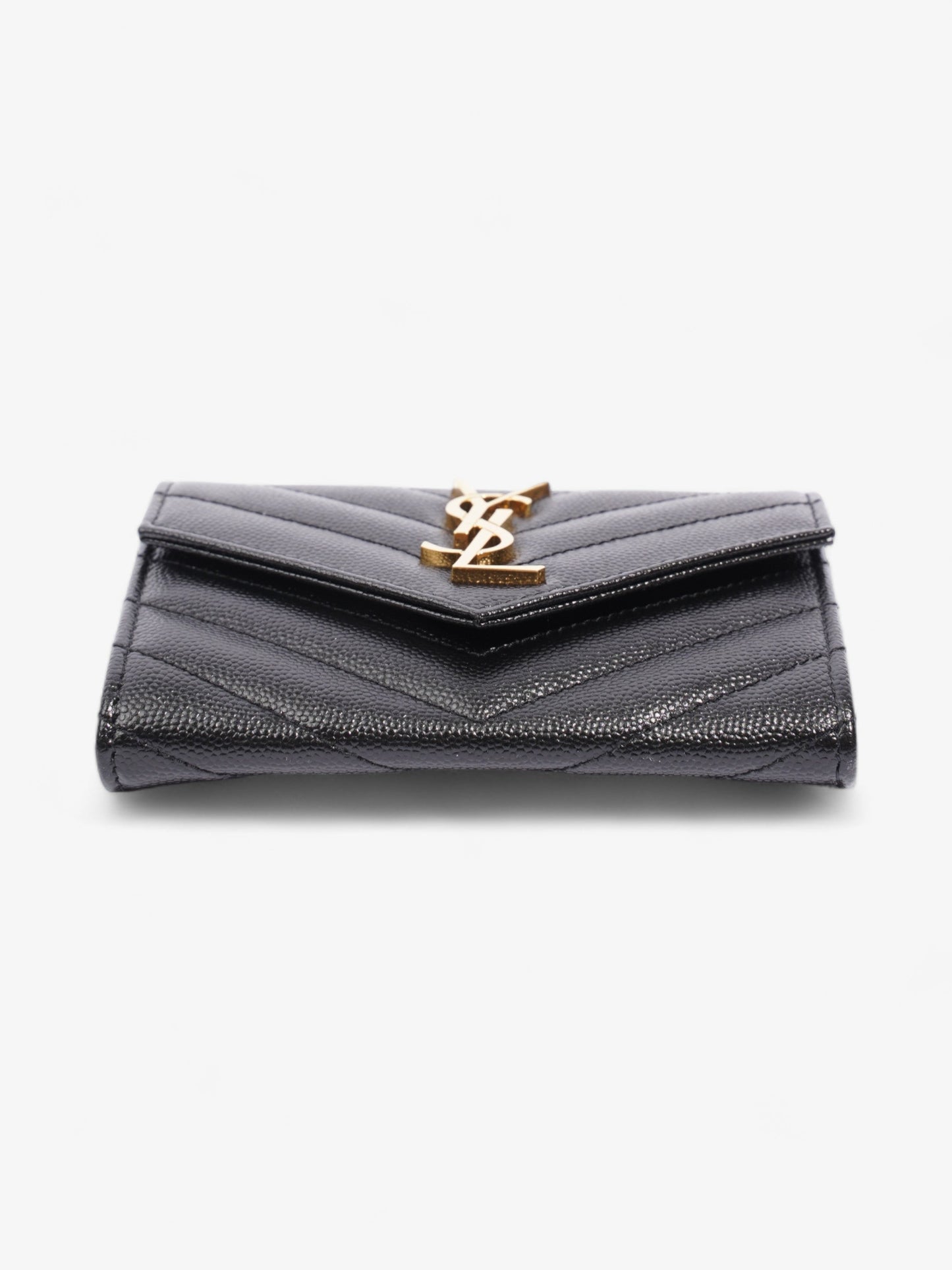 Saint Laurent Mini Envelope Wallet Black Grained Leather